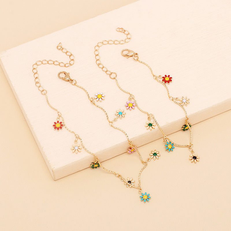 Wholesale Drip Oil Sunflower Copper Bracelet